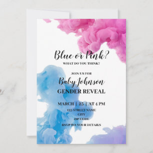 Género de humo azul o rosa revelar invitación