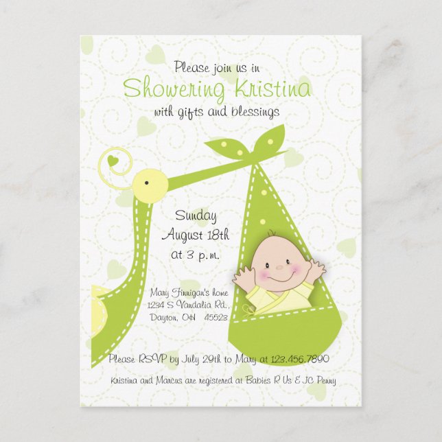 Género de invitación de Baby Shower desconocido co (Anverso)