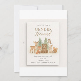 Género de los animales de Woodland Invitación