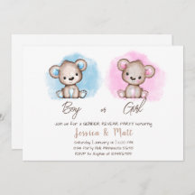 Género de osito de niño o Chica revelar invitación