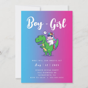 Género de Unicornio y Dinosaurios Invitación a rev