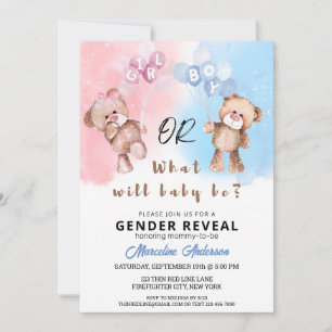 Género del niño o Chica Teddy Bear Invitaciones re