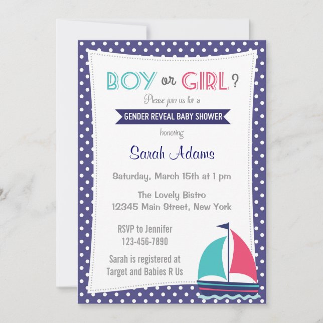 Género náutico revela invitación de Baby Shower (Anverso)