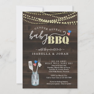 Género Revelar Bebé Invitación BQ Bebé Q Barbeque