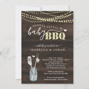 Género Revelar Bebé Invitación BQ Bebé Q Barbeque