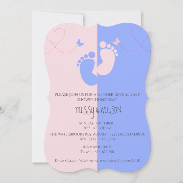 Género revelar Chica rosa Invitación de niño bebé  (Anverso)