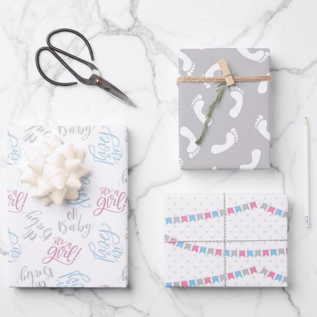 Género rosa azul revelar hojas de papel de ajuste (Anverso)