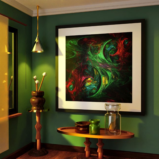 Génesis Arte abstracto verde (Genesis Green Abstract Art Poster)