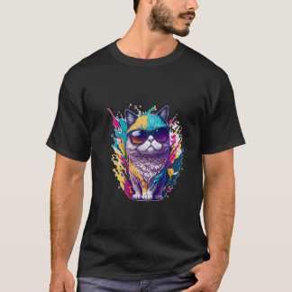 genial casual con la camiseta "Guay Cat Graphic"