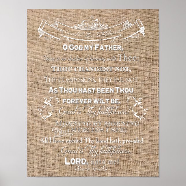 Genial es tu Faithfulnes Burlap Poster de arte dig (Frente)