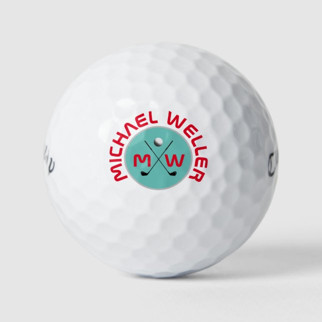 genial golfista rojo logo bolas de golf (Anverso)