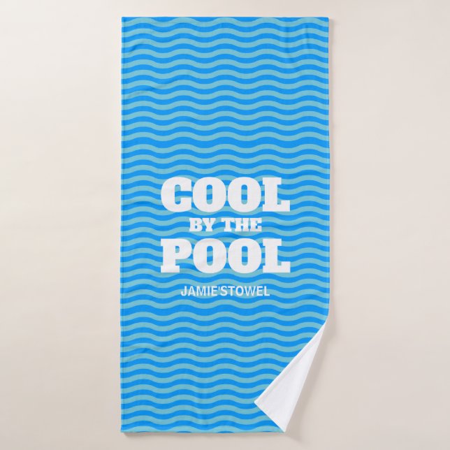 Genial junto a la piscina diseño de onda azul pers (Toalla de baño)