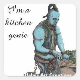 Genie Chef Cocinando Cena Fantasía Pegatinas de ar