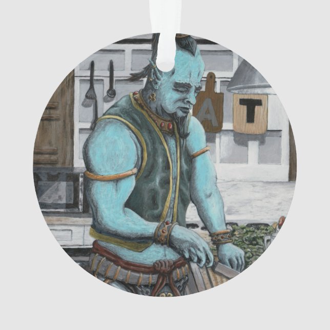 Genie Chef Cocinar Cena Fantasía Ornamento acrílic (Reverso)