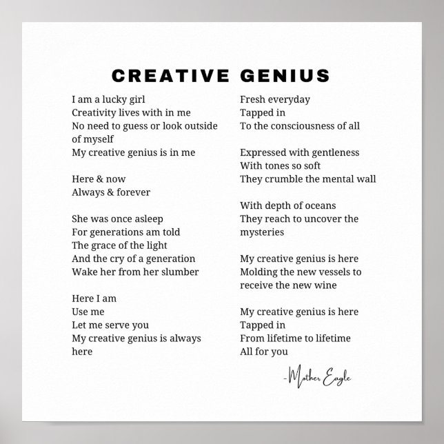 Genio creativo poema Inspirador arte decorativo (Frente)