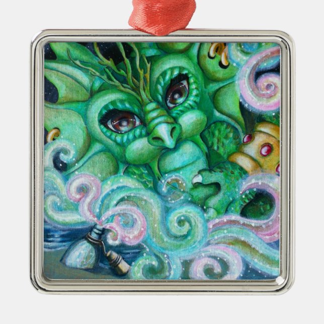 "Genios en ornamento de una botella" (Frente)