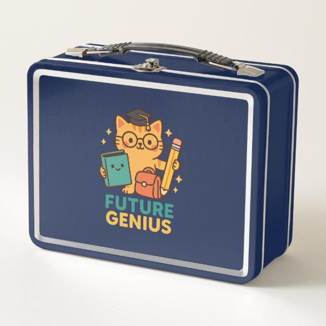 Genius de futuro - Gato lindo con elementos escola (Anverso)