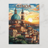 Génova, Italia, una postal de una ciudad con y un
