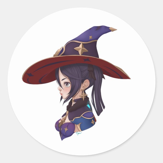 Genshin Impact: Mona Pegatina (fanart) (Anverso)