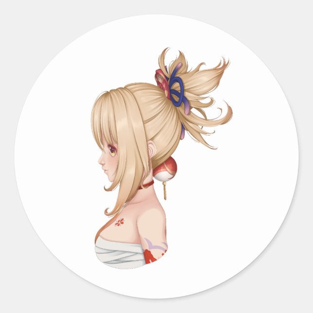 Genshin Impact: Yoimiya Pegatina (fanart) (Anverso)
