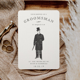 Gent de vintage   Tarjeta de solicitud Groomsman