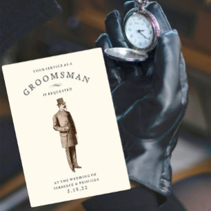 Gent de vintage   Tarjeta de solicitud Groomsman