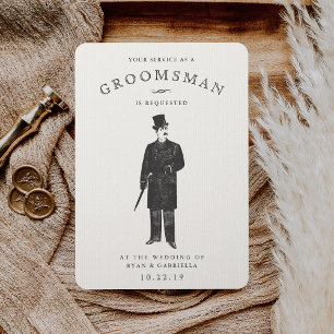 Gent de vintage Tarjeta de solicitud Groomsman