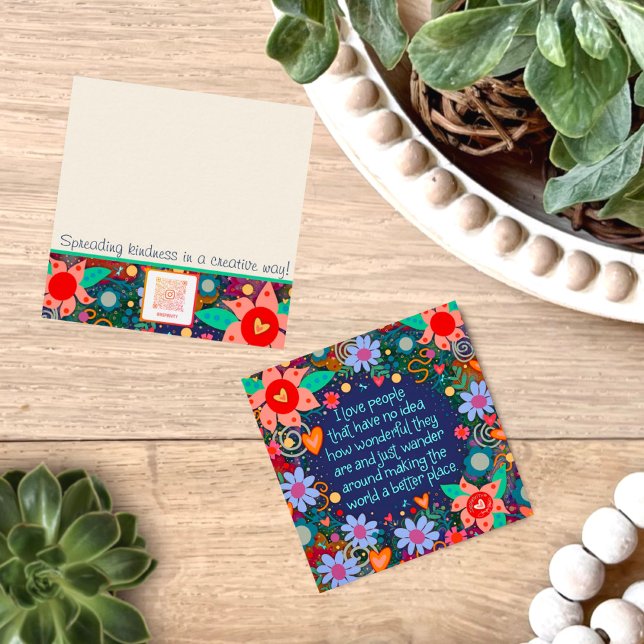 Gente de amor divertido inspirando tarjetas de cor (Fun, colorful, floral, inspiring quote, kindness cards, perfect for random acts of kindness day.
)