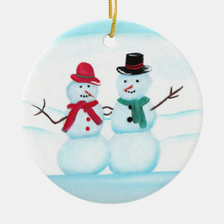 Gente de nieve saludando, adornos de Navidad