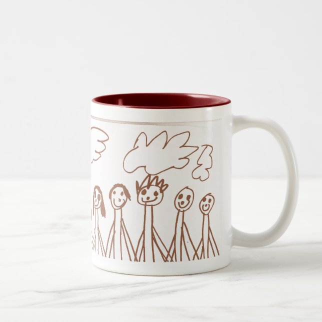 Gente feliz que sostiene la taza de las manos (Derecha)
