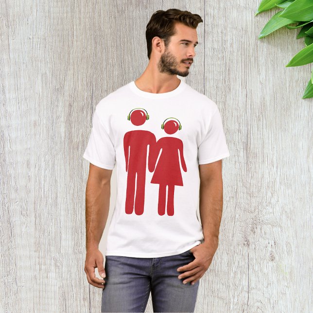 Gente roja con audífonos hombres camiseta (Subido por el creador)
