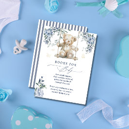 Gentle Blue Floral Teddy Books para la tarjeta del