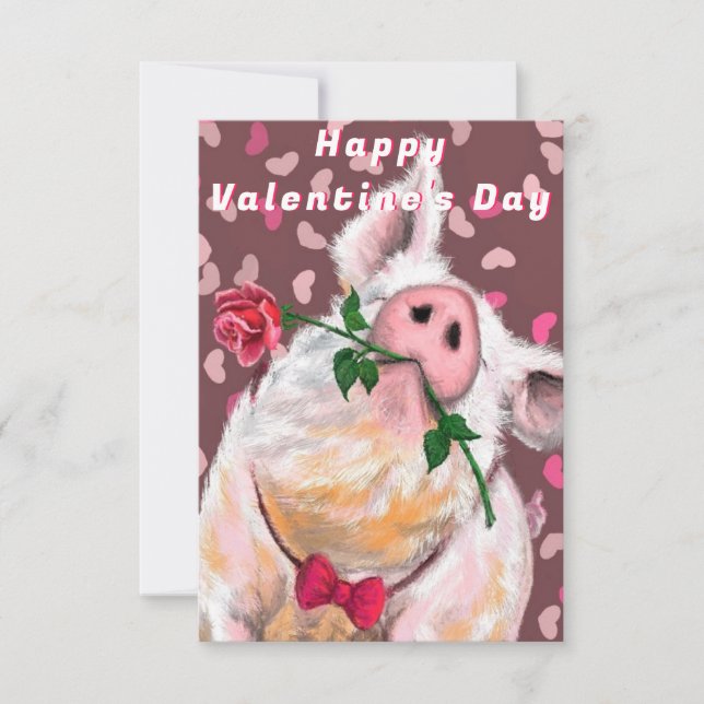 Gentleman Pig con tarjeta El día de San Valentín d (Anverso)
