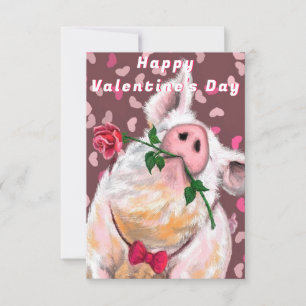 Gentleman Pig con tarjeta El día de San Valentín d