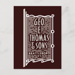 Geo. E. Postal con el logotipo Thomas & Sons Bratt