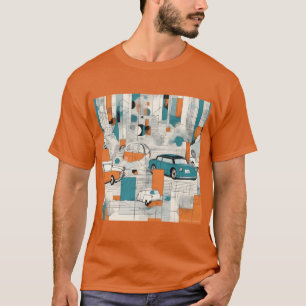 Geo Fusion: Moderna camiseta impresa con gráficos