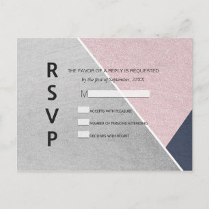 Geo Rosa de la tarjeta RSVP azul y plata de la mar