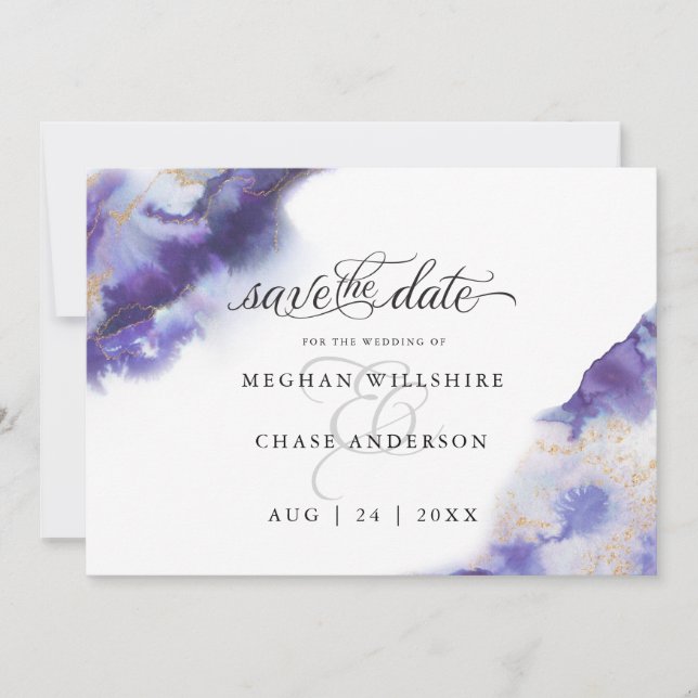 Geode acuarela moderna de Ametist BarefootBride™ (Anverso)