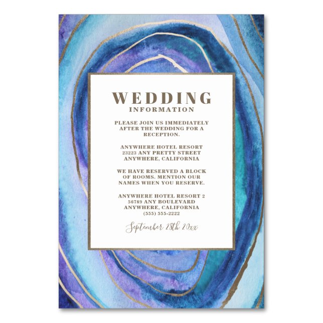 Geode Agate Gemstone Boda Insertar tarjetas (Anverso)