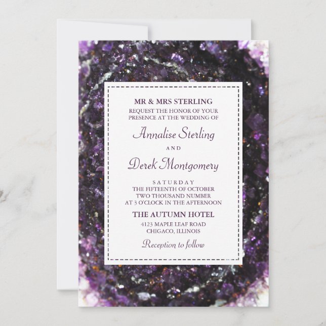 Geode Ametist| Invitación a matrimonio violento (Anverso)