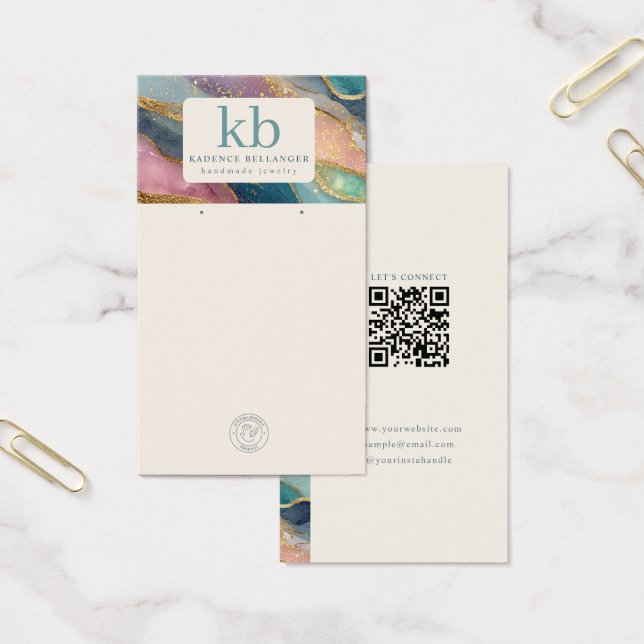 Geode Pattern Monogram Jewelry Display Cards (Oficina)