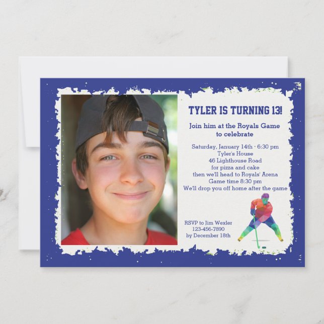 Geometría de hockey - Invitación de foto (Anverso)
