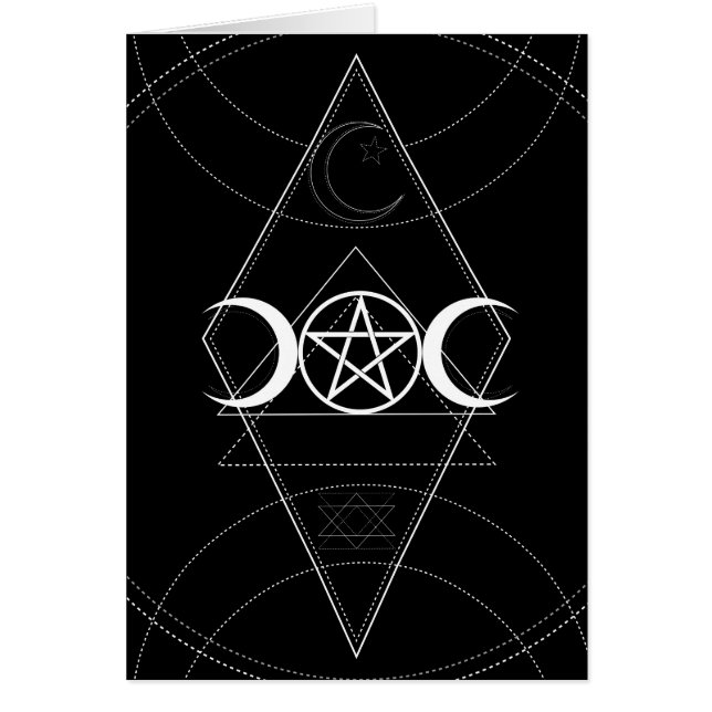 Geometría de la Luna Triple Pentagram Wicca Cumple (Frente)