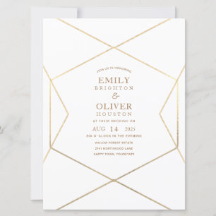 Geometría de oro minimalista Invitaciones de boda