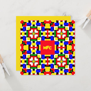 Geometría roja, amarilla, negra, azul y verde