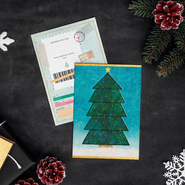 Geometric Christmas Tree Ticket Family Gift Coupon (Subido por el creador)