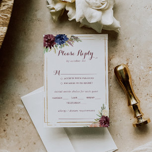 Geometric Gold Modern Boda Menú Elección RSVP