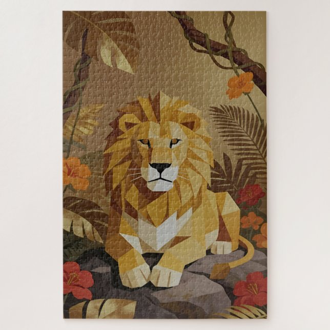 Geometric Lion Jungle Jigsaw Puzzle (Vertical)