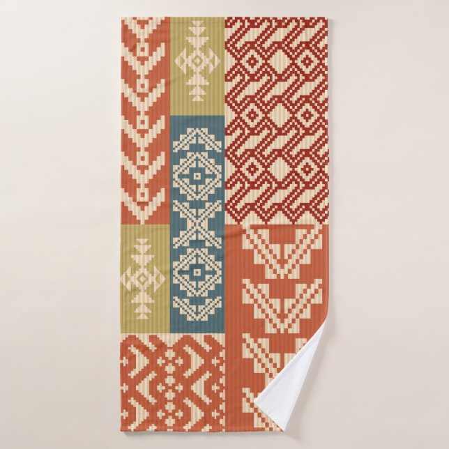 Geometric patchwork ornamental ethnic pattern (Toalla de baño)