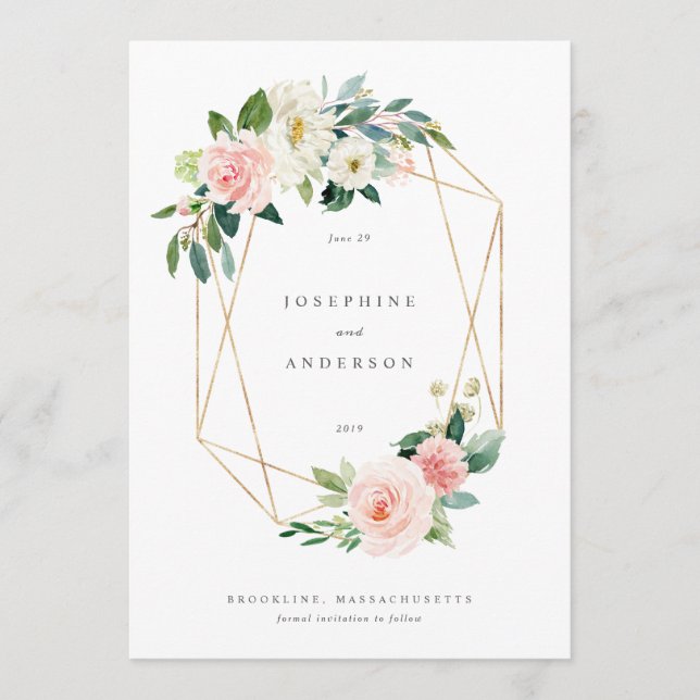 Geometric Rubor Save The Date Menu (Anverso)